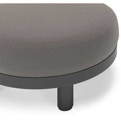 Salon de jardin pouf Donato en aluminium noir et coussins en all Weather Sunbrella® Luxe Natte Dark Taupe