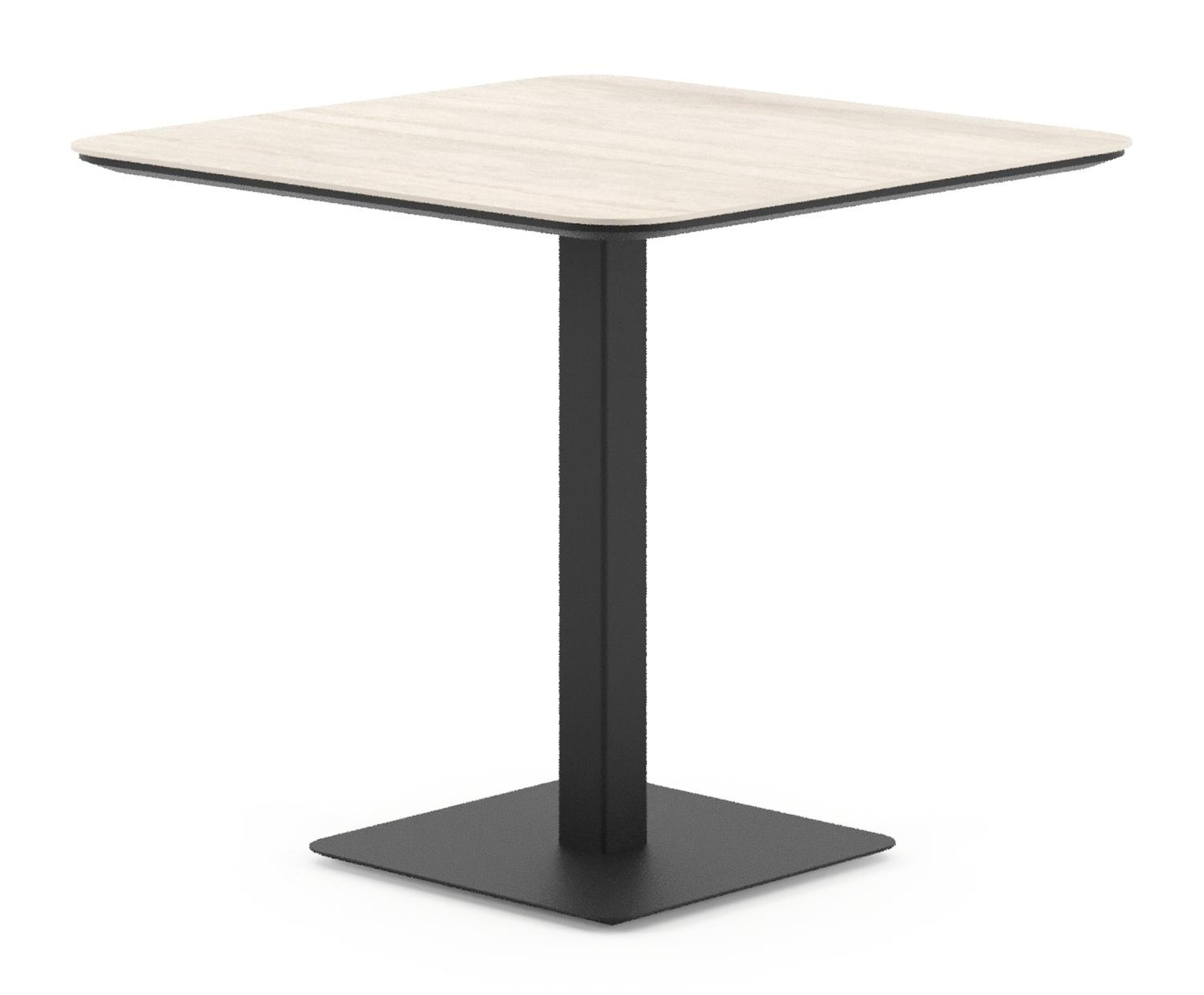 Table de jardin Fano inclinable carré arrondi en aluminium noir et céramique pleine Travertino Bianco - Lg. 80 x Lrg. 80 x Haut. 72.5 cm