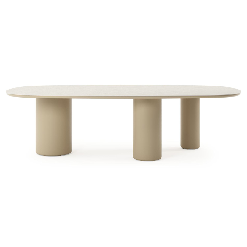Amico tuintafel bombo xl in beige aluminium en volkeramiek Shilin - L 270 x B 148 x H 73.5 cm