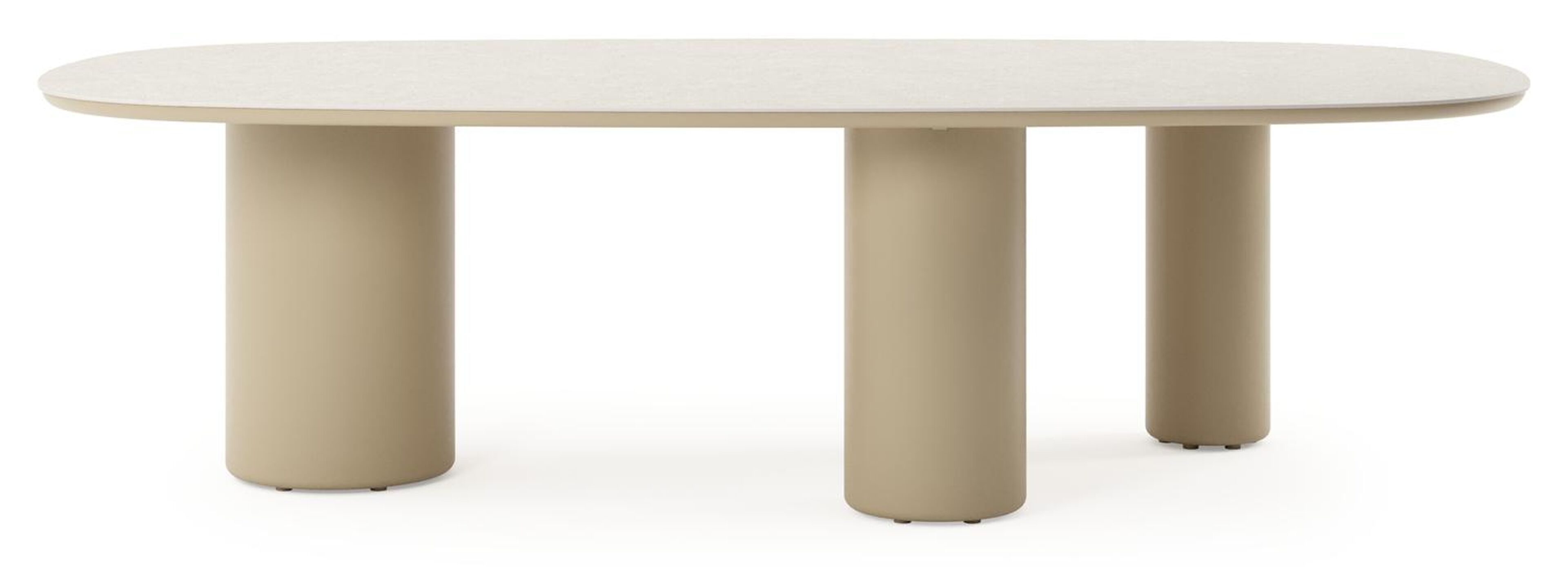 Amico tuintafel bombo xl in beige aluminium en volkeramiek Shilin - L 270 x B 148 x H 74 cm