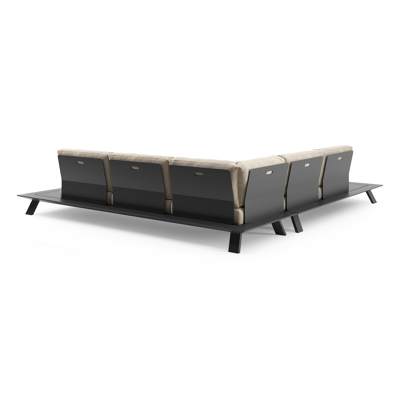 Salon de jardin d'angle Cesano en aluminium noir et coussin en all weather Cosytica althea chalk