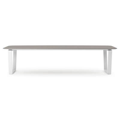 Pagino tuintafel bootvorm in wit aluminium en volkeramiek Wulong - L 315 x B 115 x H 73 cm