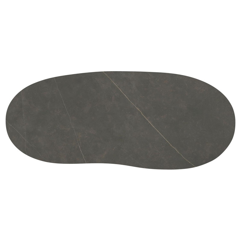 Table de jardin Amico organique en aluminium blanc et céramique pleine Calatorao - Lg. 280 x Lrg. 120 x Haut. 73.5 cm