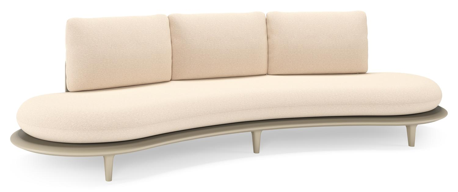 Bomero loungebank in beige aluminium met heritage papyrus all weather sunbrella® luxe kussen
