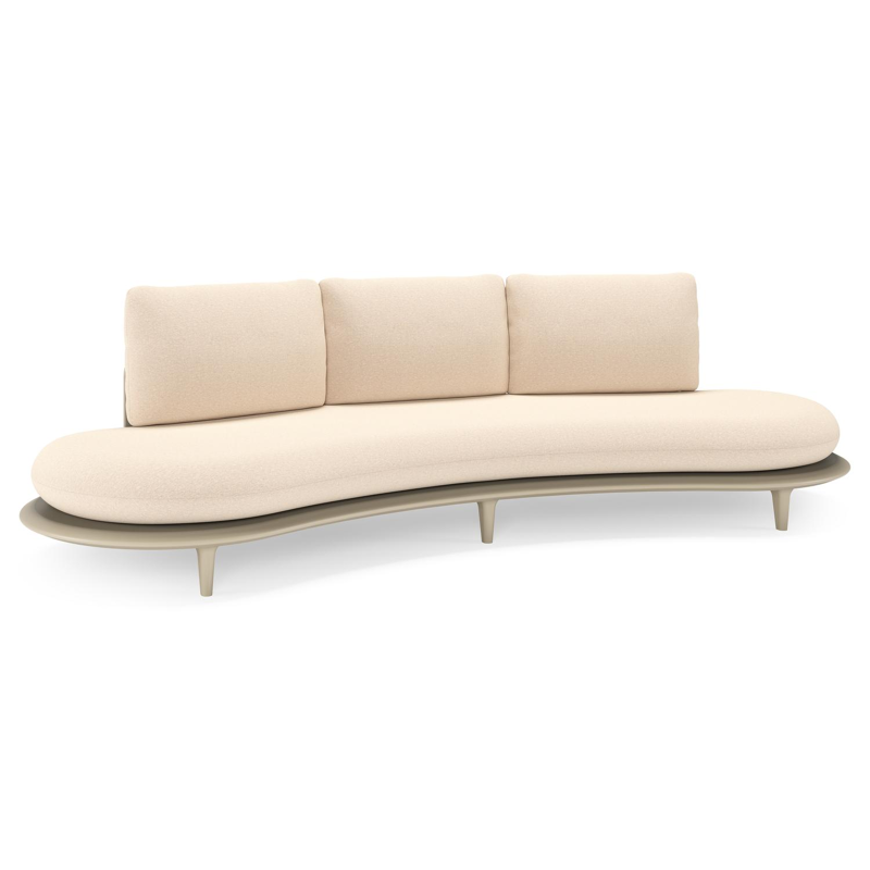Bomero loungebank in beige aluminium met heritage papyrus all weather sunbrella® luxe kussen