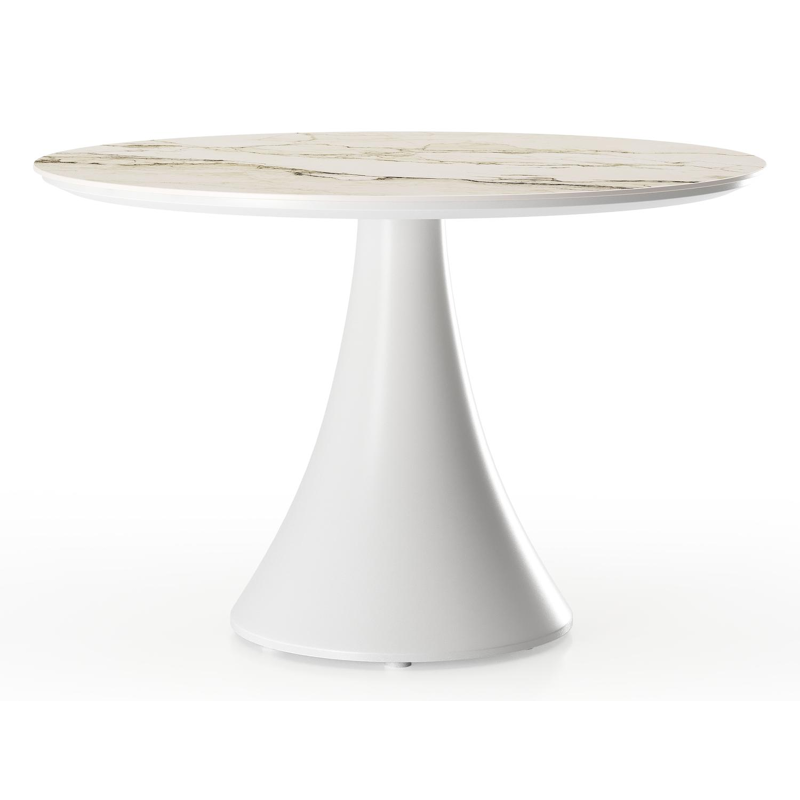 Fano low dining loungetafel in wit aluminium en volkeramiek colorado dunes - Dia. 85 x - Dia. 85 x H 75 cm