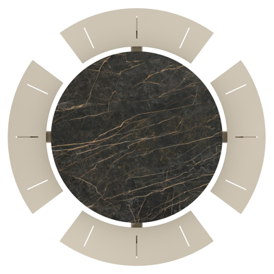 Table de pique-Rondino ronde en aluminium beige et céramique pleine Black Obsession - Diam. 148 x Haut. 71.5 cm