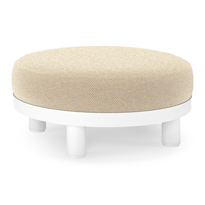 Donato lounge poef in wit aluminium met All Weather Cosytica Althea Camel kussen