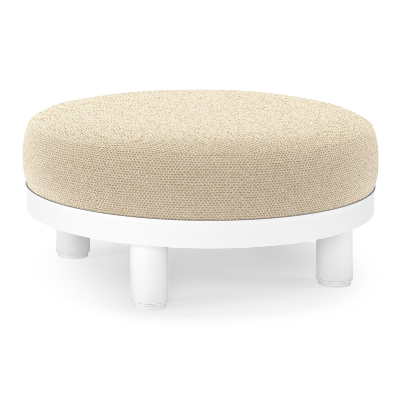 Donato lounge poef in wit aluminium met All Weather Cosytica Althea Camel kussen