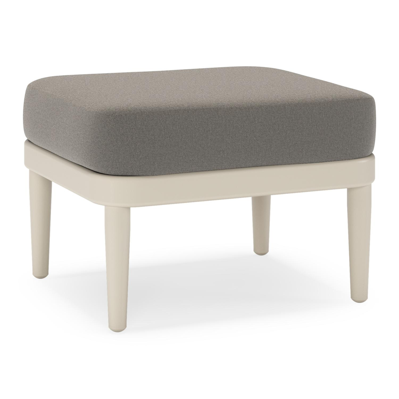 Pouf Orso en aluminium beige et coussins en all weather sunbrella® luxe Natte Dark Taupe