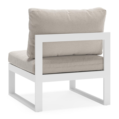 Caldela loungestoel in wit aluminium met beige weather+ softtouch kussens