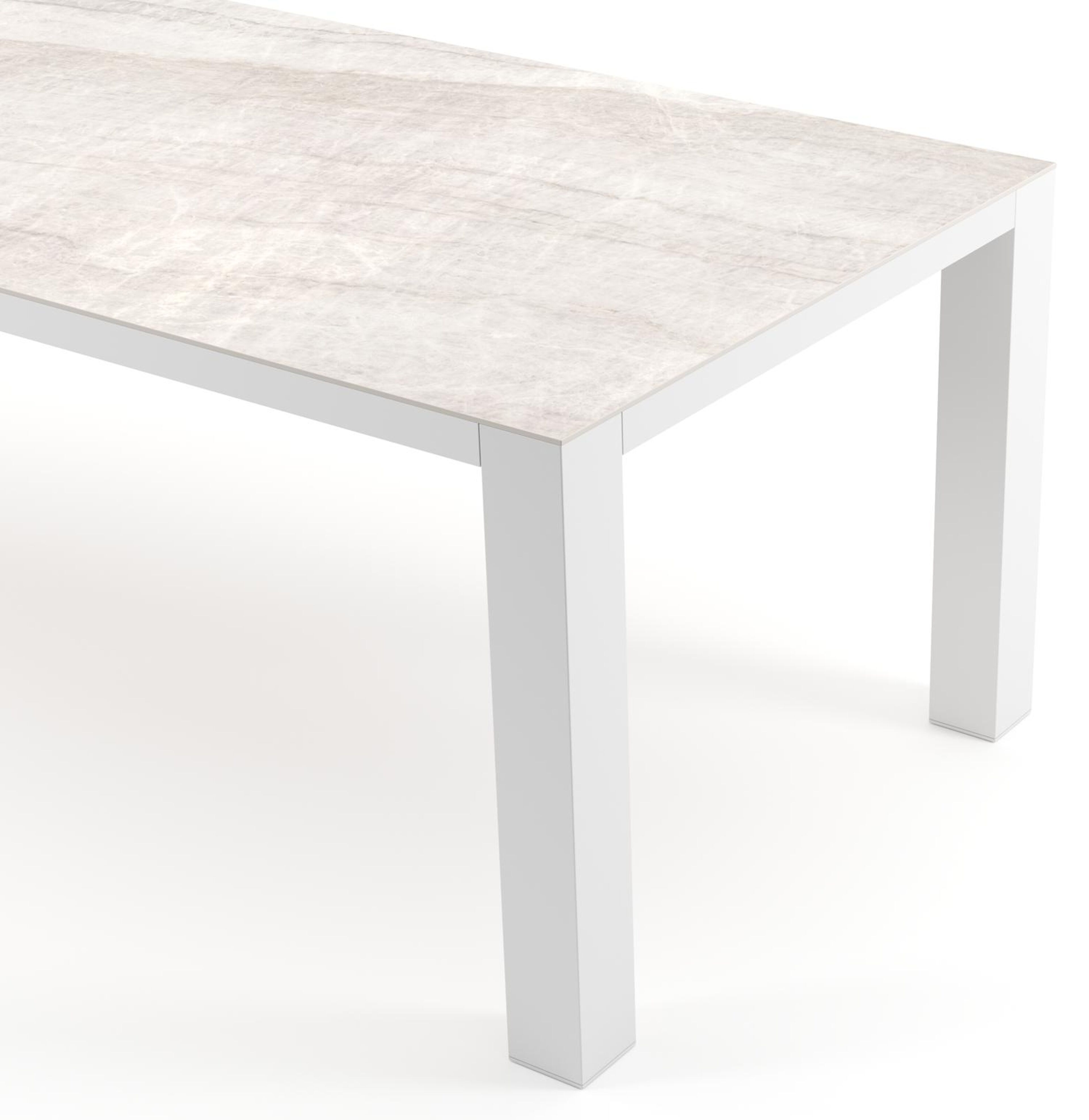 Nano tuintafel rechthoekig in wit aluminium en volkeramiek Taj Mahal - L 240 x B 100 x H 75 cm