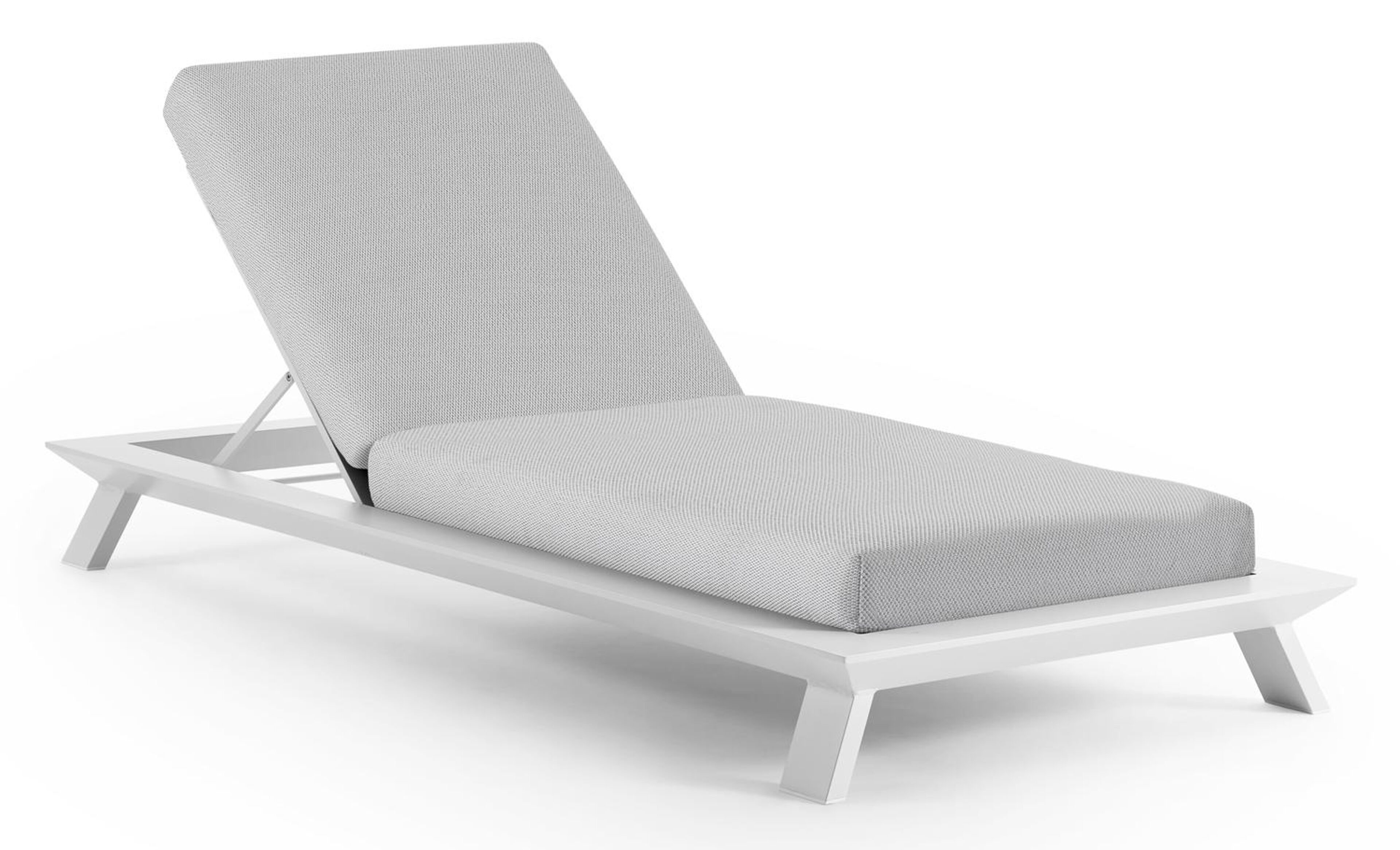 Cesano verstelbaar ligbed in wit aluminium met lopi marble All Weather Sunbrella® luxe kussen