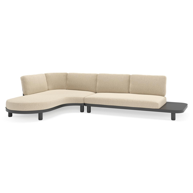 Donato loungehoek in zwart aluminium met all weather cosytica Bora Forest kussen