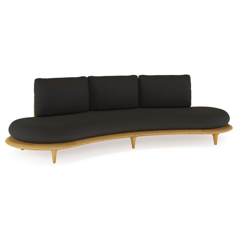 Bomero loungebank in teak met heritage char all weather sunbrella® luxe kussen