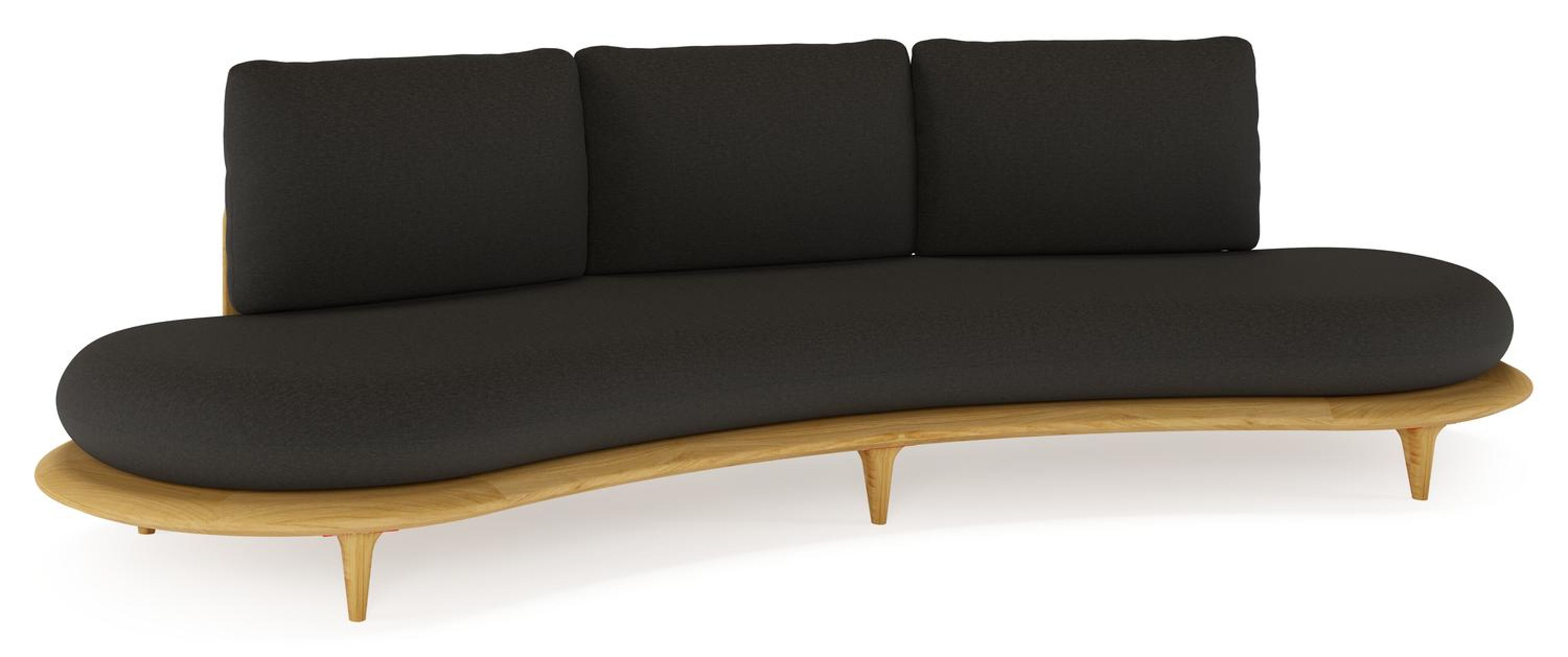 Bomero loungebank in teak met heritage char all weather sunbrella® luxe kussen