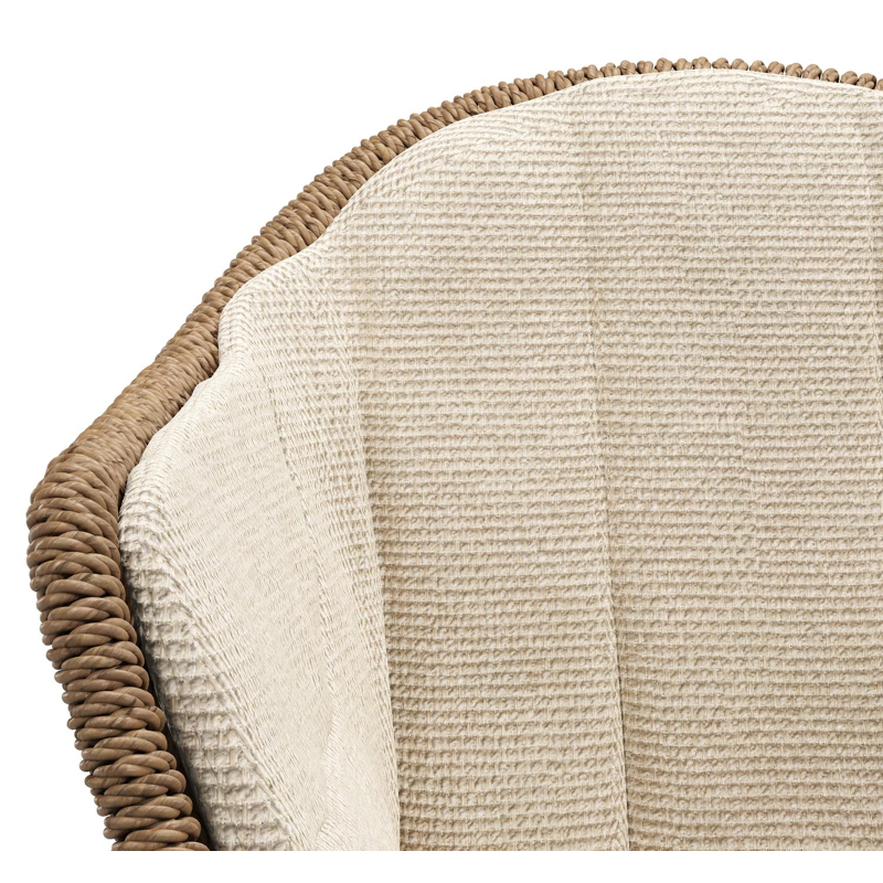 Pagino tuinstoel in wit aluminium en bruin ronde wicker met zitkussen in All Weather Cosytica Althea Chalk