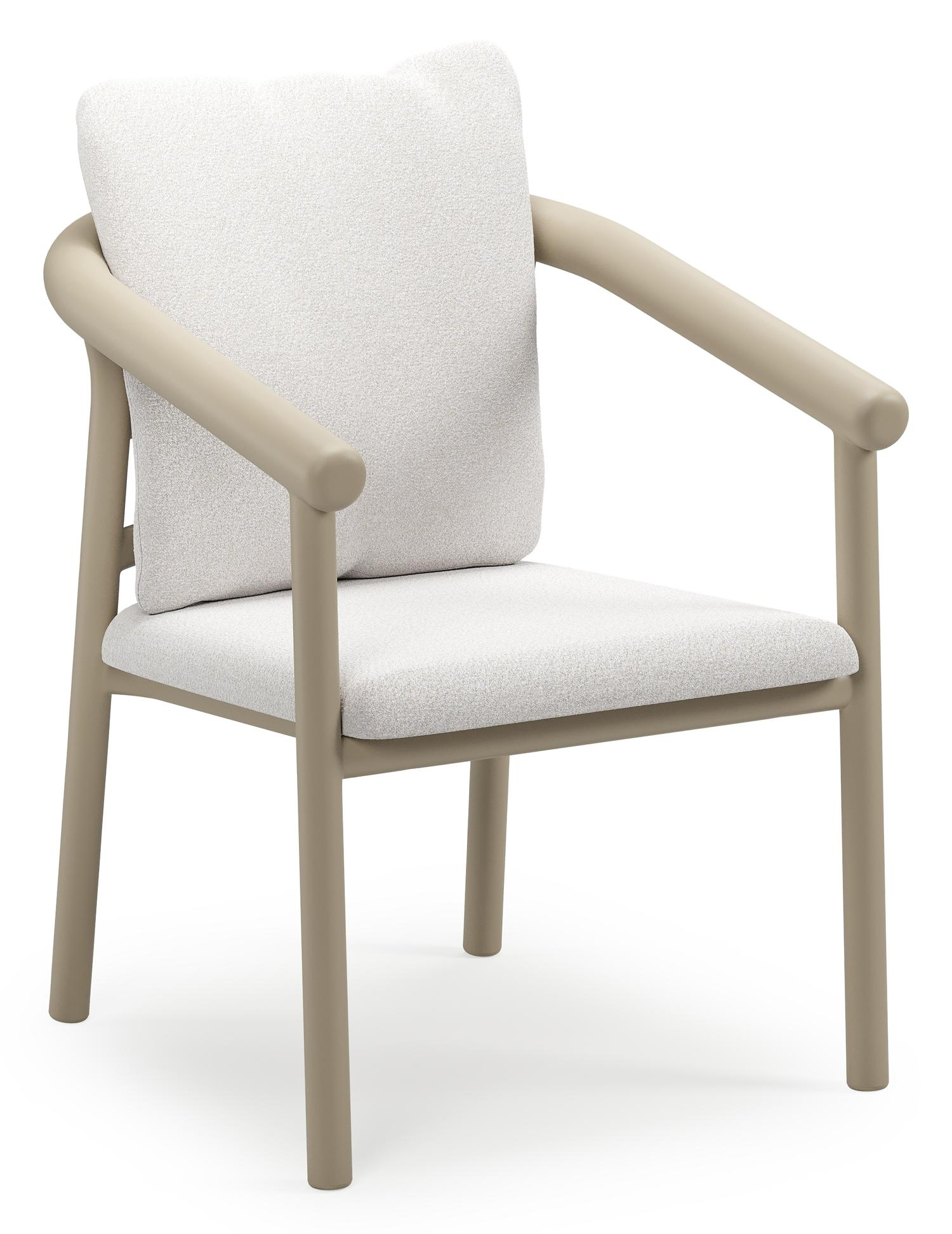 Amico stapelbare tuinstoel in beige aluminium met stoelkussen in All Weather Solica Soul Optik