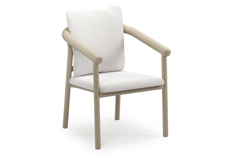 Amico stapelbare tuinstoel in beige aluminium met stoelkussen in All Weather Solica Soul Optik