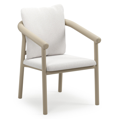 Amico stapelbare tuinstoel in beige aluminium met stoelkussen in All Weather Solica Soul Optik