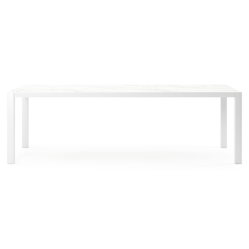 Como tuintafel rechthoekig in wit aluminium en volkeramiek calacatta - L 240 x B 100 x H 75 cm