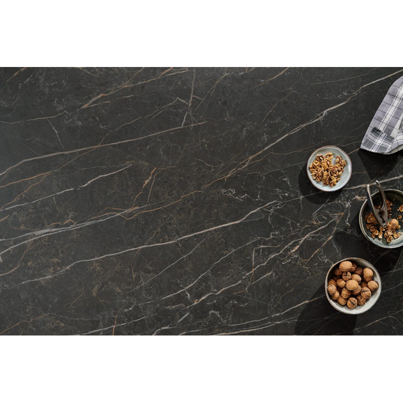 Donato tuintafel vierkant afgerond in zwart aluminium en volkeramiek black obsession - L 148 x B 148 x H 75 cm