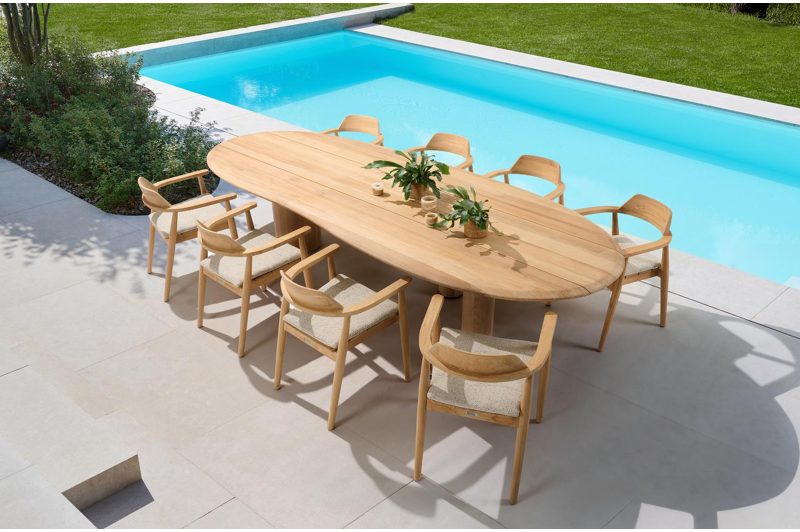 Organo tuintafel organisch in teak - L 320 x B 128 x H 74 cm