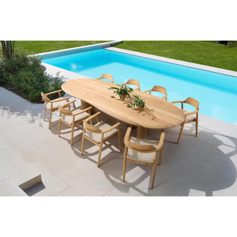 Organo tuintafel organisch in teak - L 320 x B 128 x H 74 cm