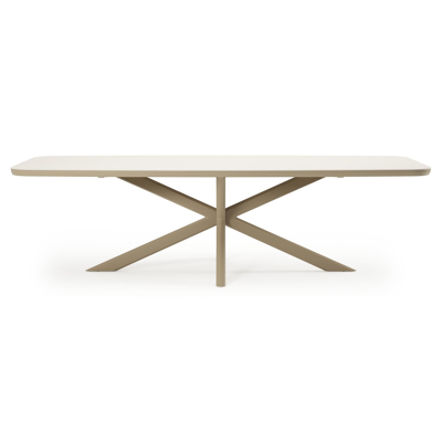 Pamplona tuintafel bootvorm in beige aluminium en sintered stone Crema minerale - L 267.4 x B 115 x H 73 cm