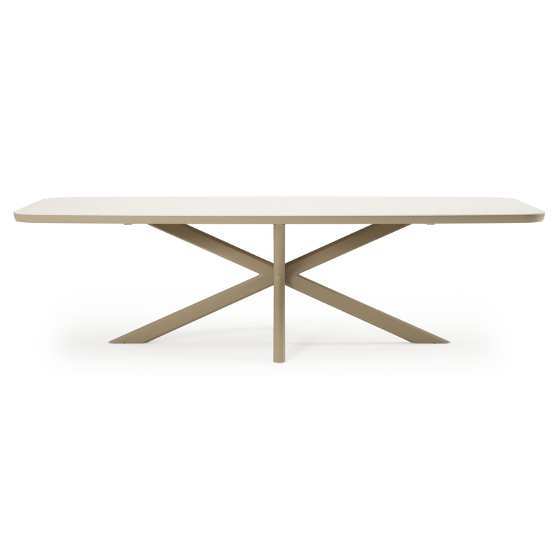 Pamplona tuintafel bootvorm in beige aluminium en sintered stone Crema minerale - L 267.4 x B 115 x H 73 cm