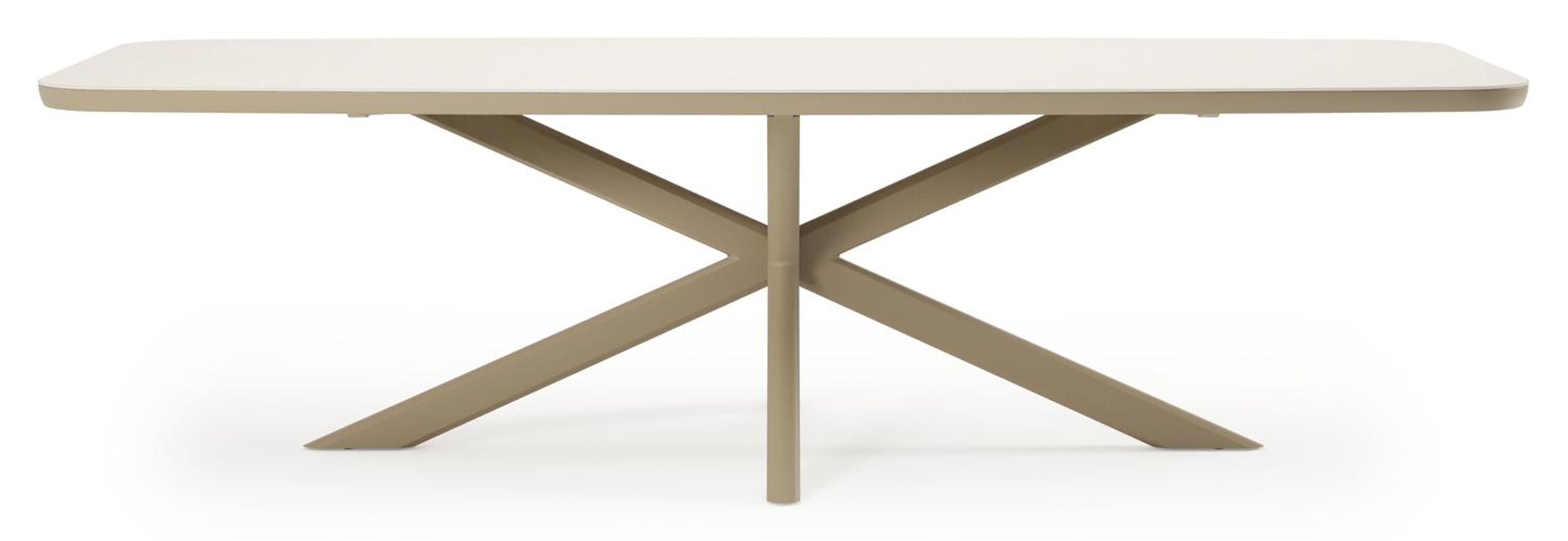 Ensemble de jardin Pamplona en aluminium beige et sintered stone crema minerale avec 6 chaises de jardin empilable Zamora