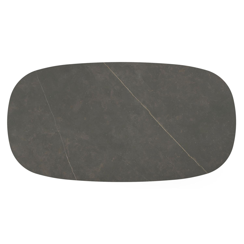 Amico tuintafel bombo in beige aluminium en volkeramiek Calatorao - L 210 x B 110 x H 73.5 cm