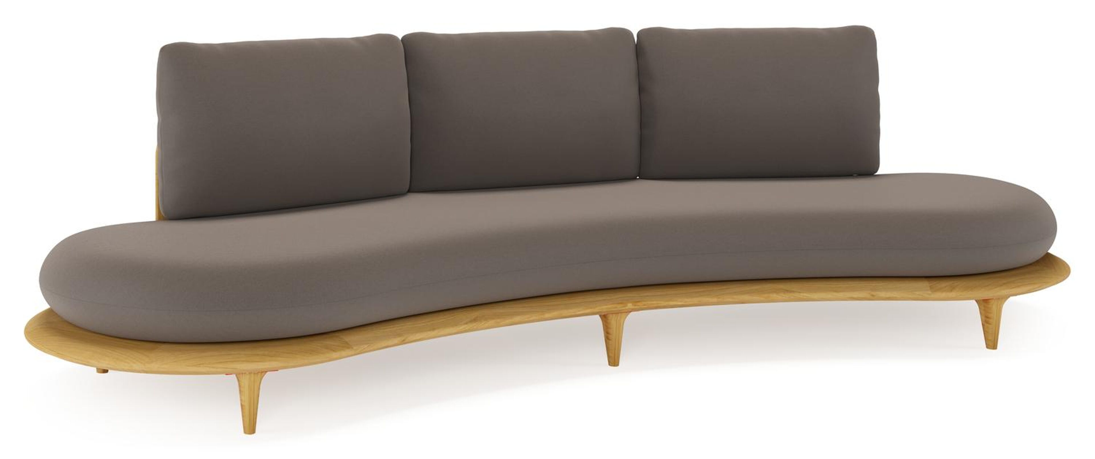 Bomero loungebank in teak met natte nature grey all weather sunbrella® luxe kussen