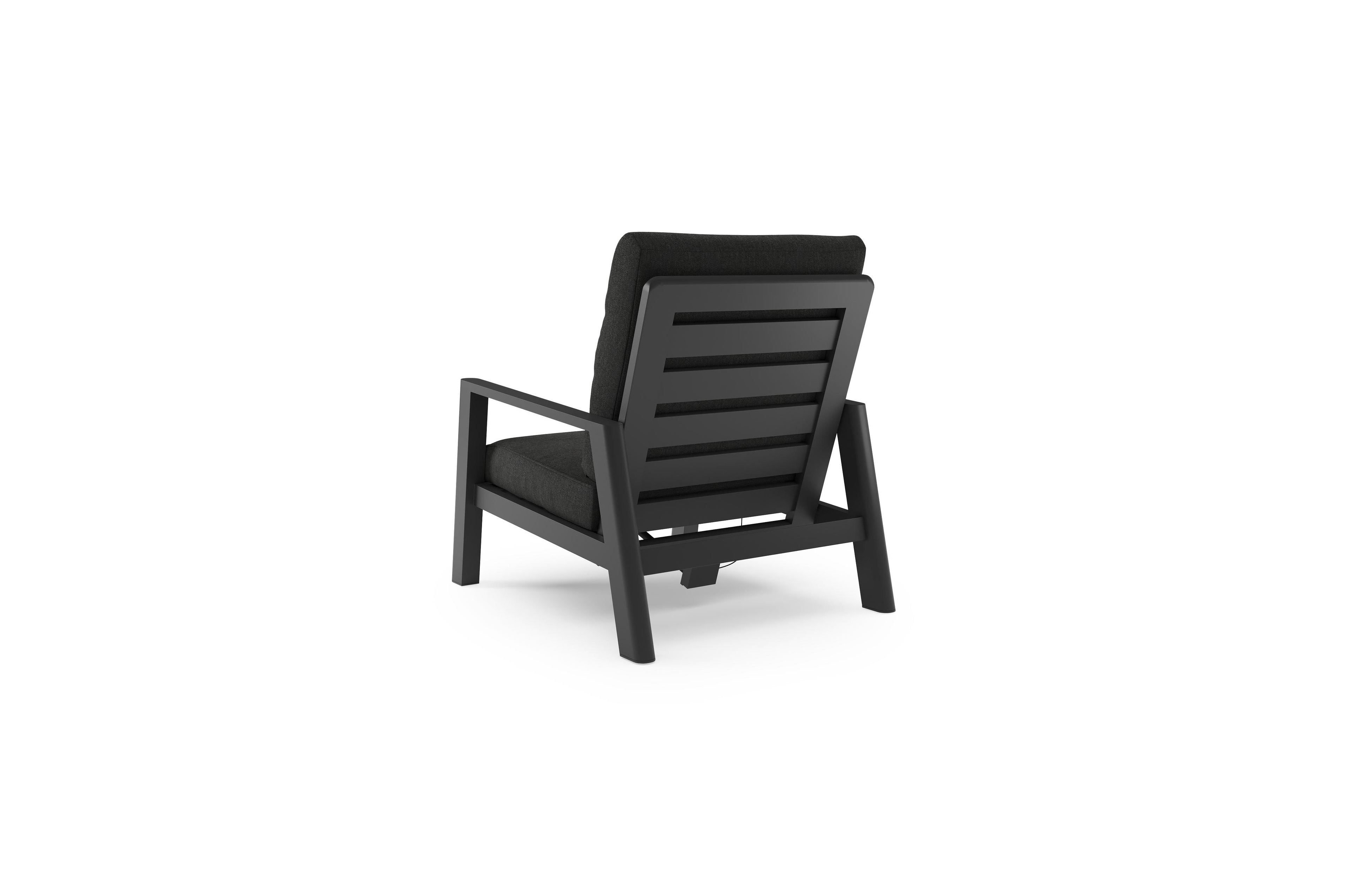 Cirello loungestoel 1-zit in zwart aluminium met chartres sooty all weather sunbrella® luxe kussen