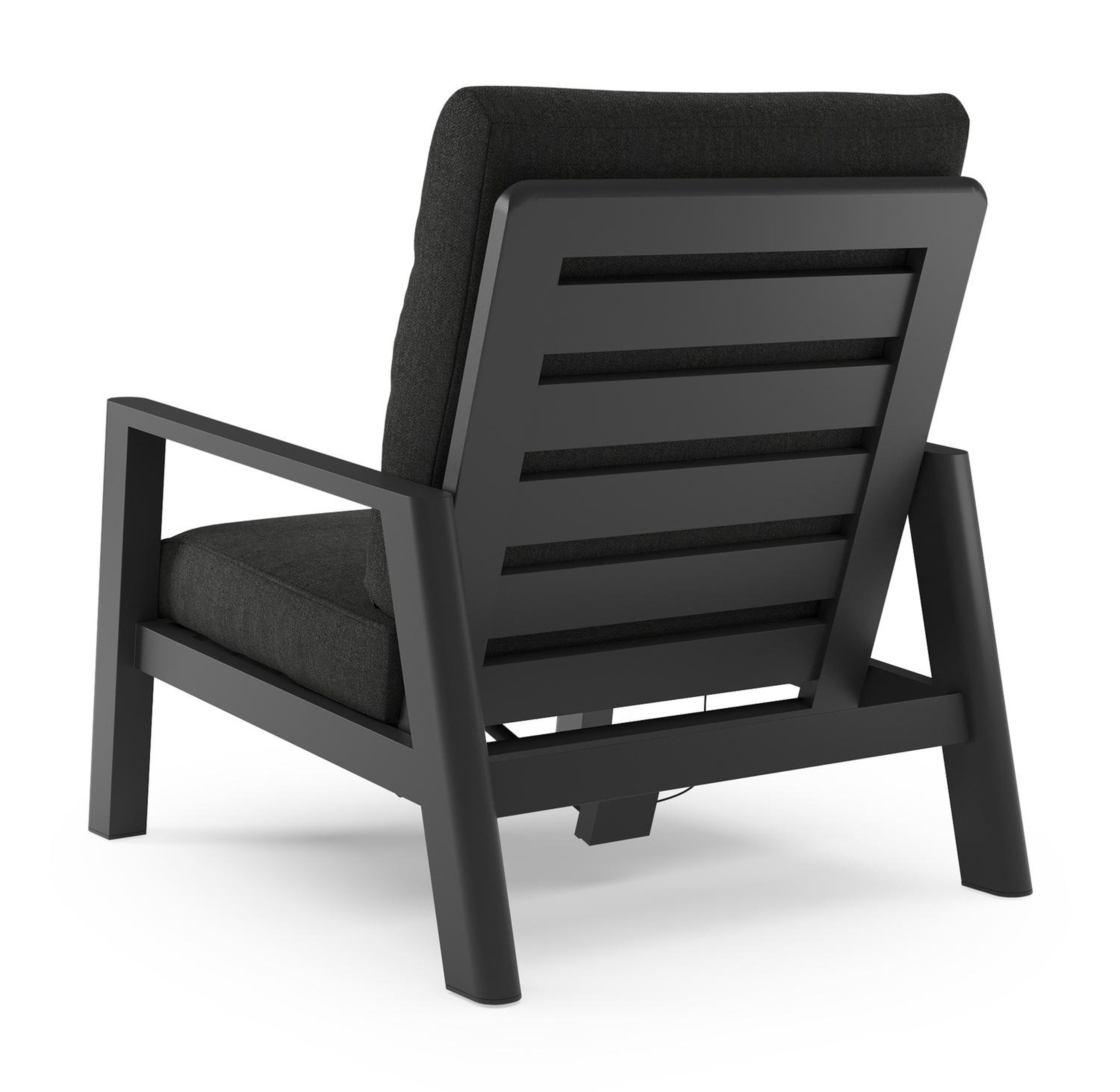 Cirello loungestoel 1-zit in zwart aluminium met chartres sooty all weather sunbrella® luxe kussen