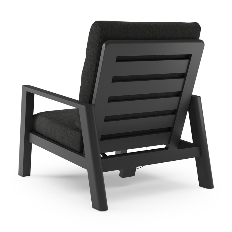 Cirello loungestoel 1-zit in zwart aluminium met chartres sooty all weather sunbrella® luxe kussen