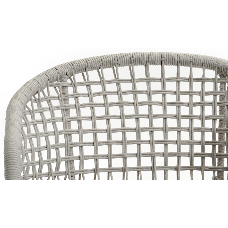 Lacrima tuinstoel in zwart aluminium en beige vierkant geweven ronde rope 