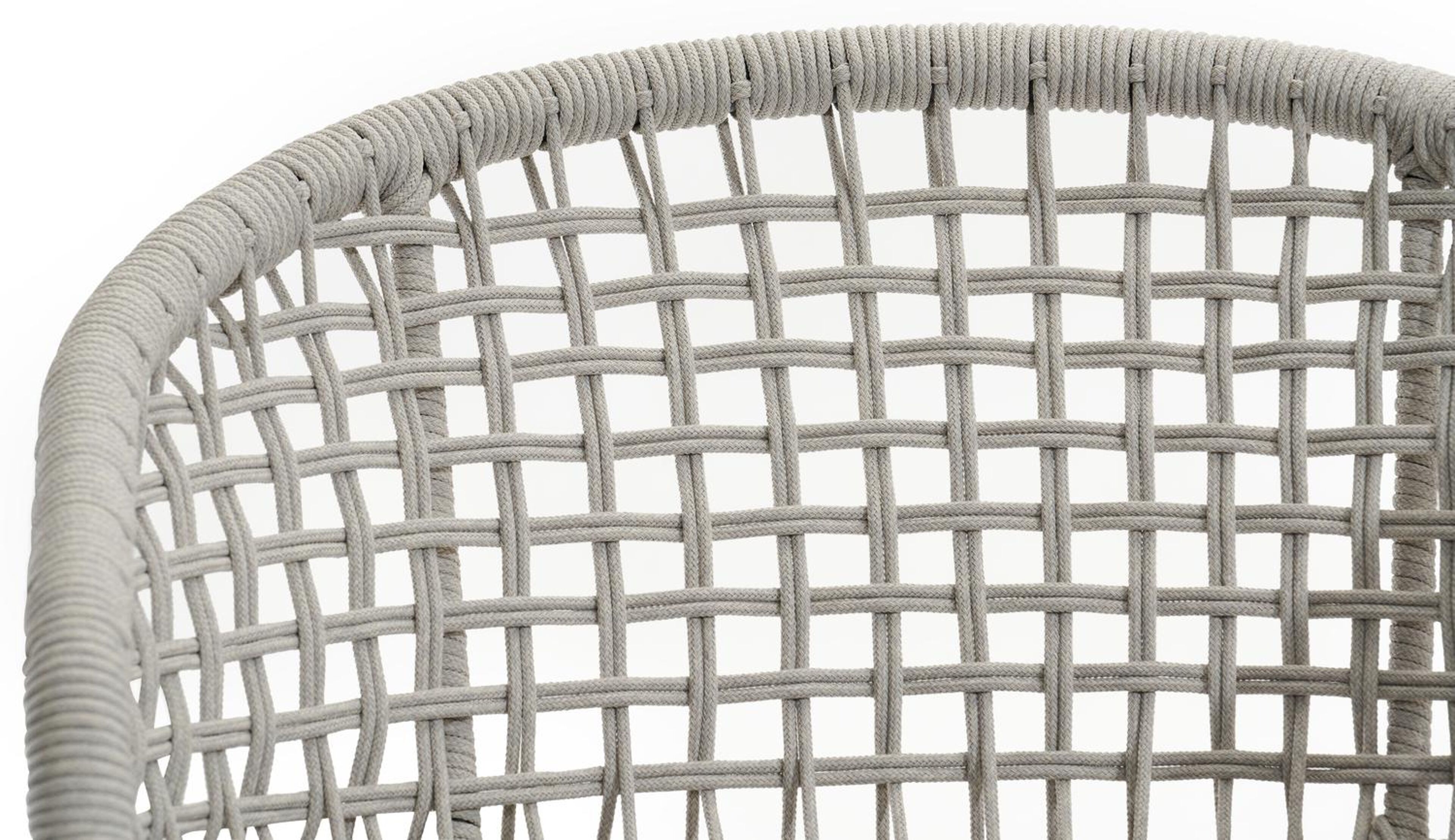 Lacrima tuinstoel in zwart aluminium en beige vierkant geweven ronde rope 