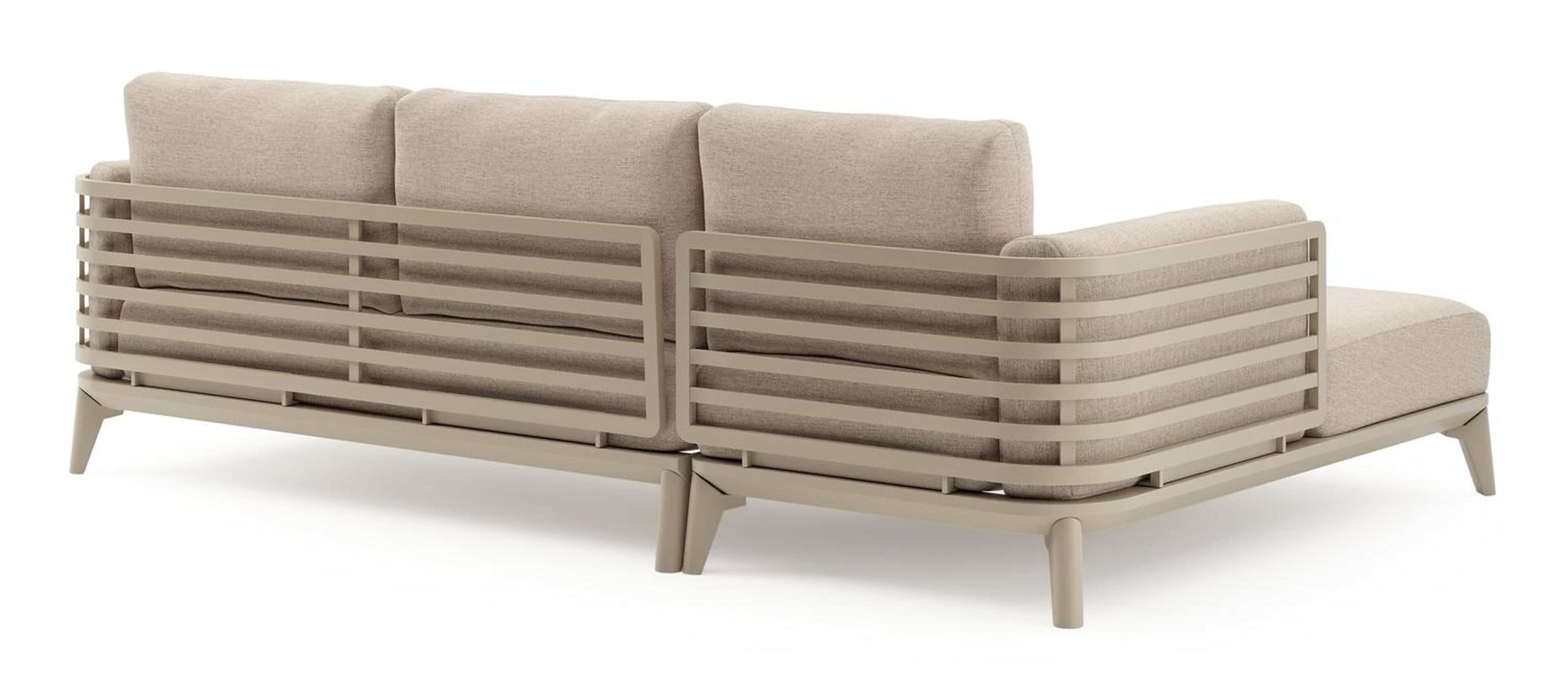 Salon de jardin d'angle Mosa en aluminium beige et coussins en weather+ softtouch rustic