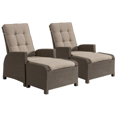 Roma loungeset in bruine wicker met polyester kussens bruin-lichtbruin - wicker en polyester - 2 personen