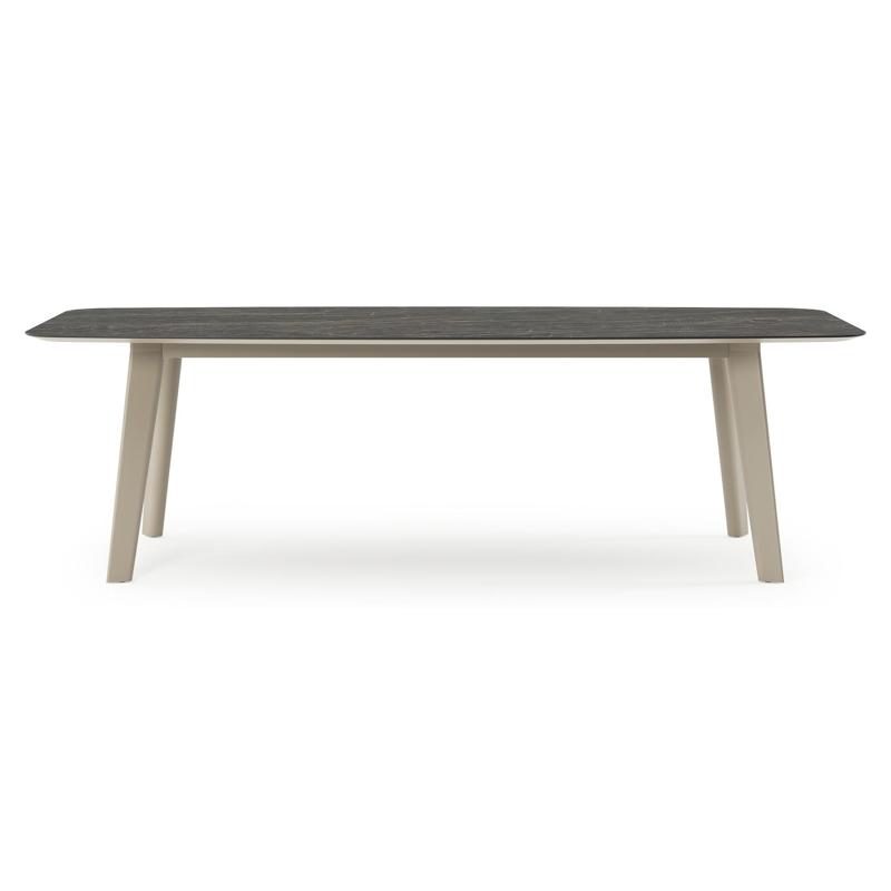 Lacrima tuintafel bootvorm in beige aluminium en volkeramiek Black Obsession - L 255 x B 115 x H 74 cm