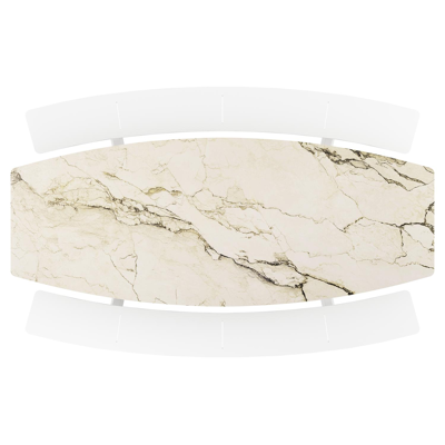 Forno picknicktafel bootvorm in wit aluminium en volkeramiek colorado dunes tafelblad - L 280 x B 192 x 72 cm