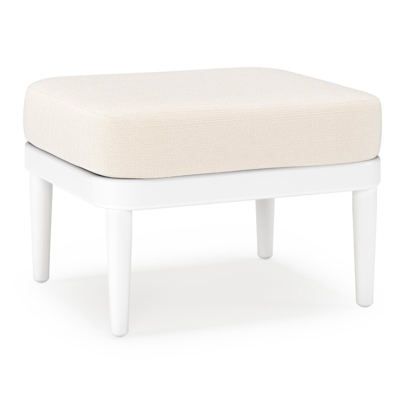 Pouf Orso en aluminium blanc et coussins en all weather sunbrella® luxe Lopi Snow