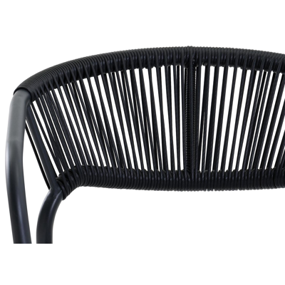 Tora tuinset in zwart aluminium en grijs keramische print tafelblad met 4 stapelbare Vigo tuinstoelen