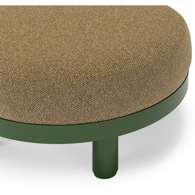 Donato lounge poef in groen aluminium met all weather cosytica Madagascar Walnut kussen