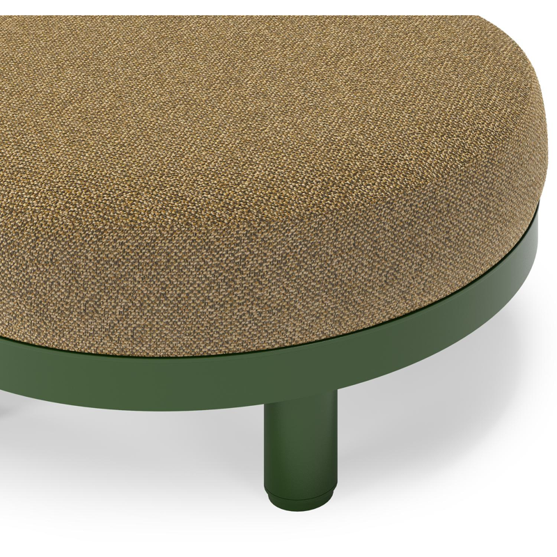 Donato lounge poef in groen aluminium met all weather cosytica Madagascar Walnut kussen