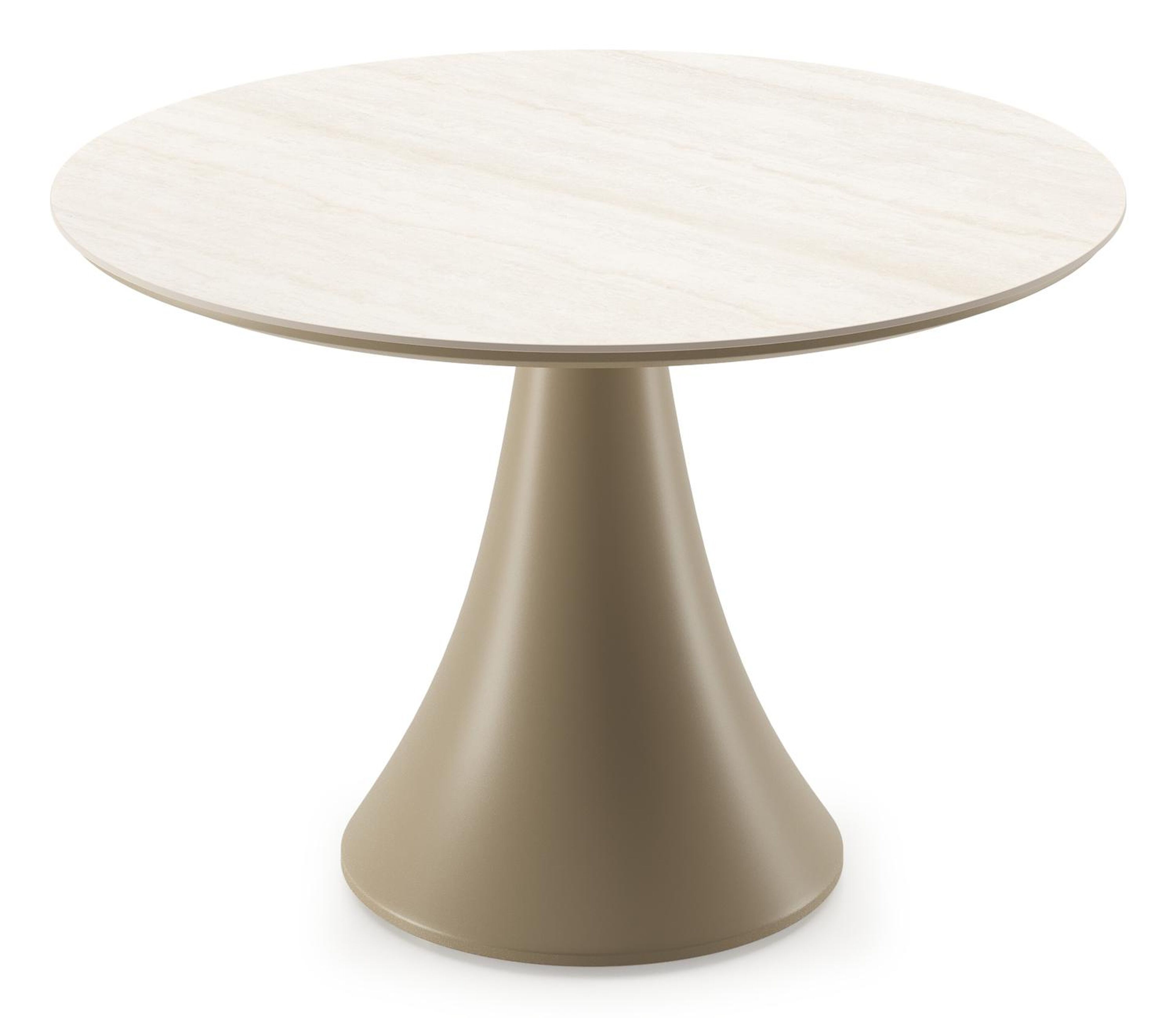 Fano low dining loungetafel rond in beige aluminium en volkeramiek Travertino Bianco - Dia. 85 x - Dia. 85 x H 75 cm
