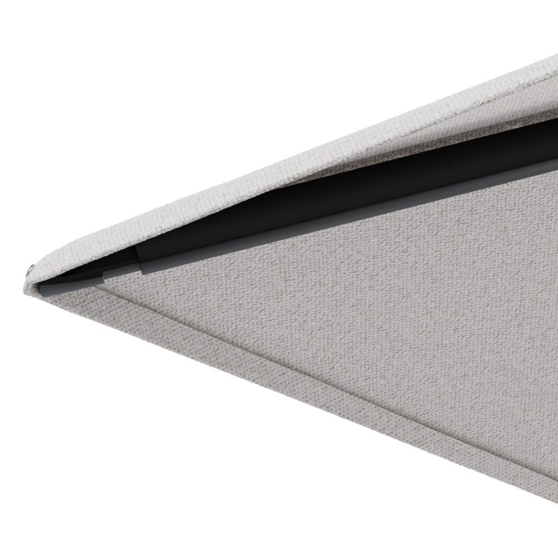 Minore zweefparasol met tiltfunctie in zwart aluminium en Ego Eggshell All Weather Solica parasoldoek - L1 280 x L2: 370 cm met parasolvoet Minore 260 kg met wielen