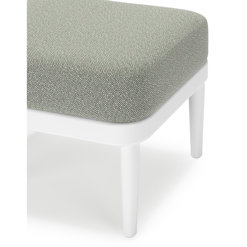 Pouf Orso en aluminium blanc et coussins en all weather sunbrella® luxe Savane Leaf