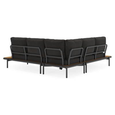 Pulo loungehoek in zwart aluminium met beige Weather+ Softtouch kussen en loungetafel